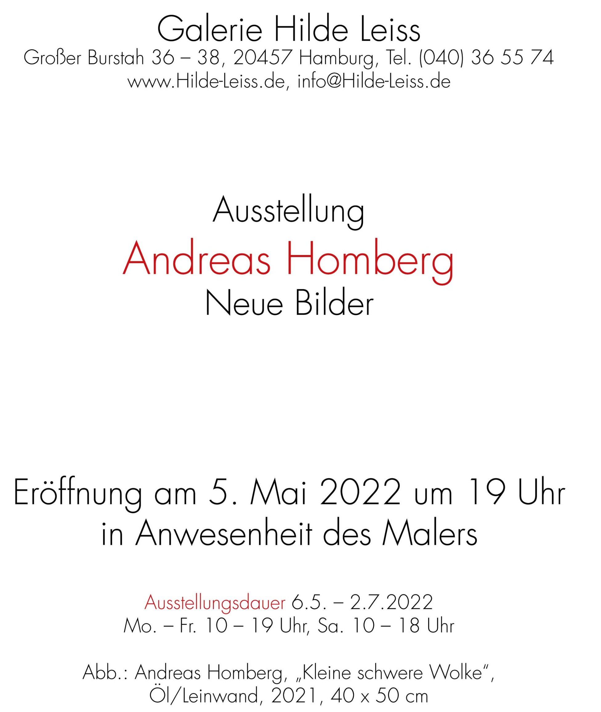 Galerie Hilde Leiss, 05. Mai 2022