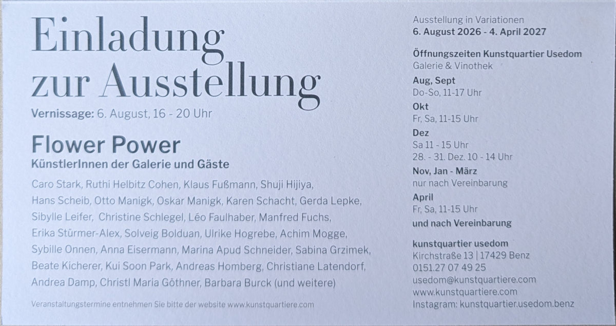 06.08.2026 Ausstellung im Kunstquartier Usedom